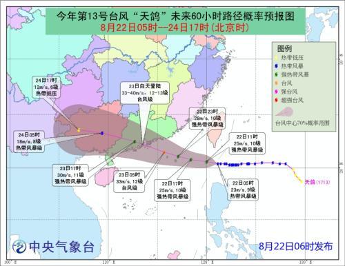 今年第13号台风“天鸽”将于23日白天在广东登陆